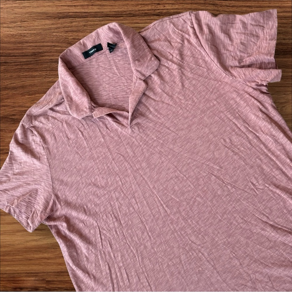 Theory Willem Nebulous Style H0494539 Cotton Buttonless Polo SS Mens Sz‎ XXL Red